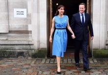 British Prime Minister David Cameron and his wife Samantha leave after casting their votes in the EU referendum, at a polling station in London on June 23, 2016. Millions of Britons began voting Thursday in a bitterly-fought, knife-edge referendum that could tear up the island nation's EU membership and spark the greatest emergency of the bloc's 60-year history. / AFP PHOTO / LEON NEALLEON NEAL/AFP/Getty Images