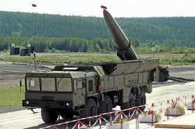 An undated file picture shows Russian missile complex "Iskander" on display during a military equipment exhibition in the Siberian town of Nizhny Tagil. Russia has suspended plans to install Iskander missiles in Kaliningrad due to a change in attitude from the new Obama administration in the United States, Interfax quoted a military official as saying on January 28, 2009.   AFP PHOTO / EVGENY STETSKO / VEDOMOSTI (Photo credit should read EVGENY STETSKO/AFP/Getty Images)