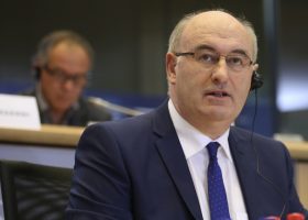 epa04427490 EU Commissioner-designate for Agriculture and Rural Development Phil Hogan of Ireland attends a hearing of the European Parliament in Brussels, Belgium, 02 October 2014. The European Parliament has started quizzing the 27 men and women who have been picked to serve in the new European Commission. The full parliament is expected to vote on the line-up of the new commission on 22 October. EPA/OLIVIER HOSLET