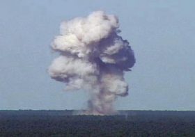 The GBU-43/B, also known as the Massive Ordnance Air Blast, detonates during a test at Eglain Air Force Base, Florida, U.S.,  November 21, 2003 in this handout photo provided April 13, 2017.  REUTERS/U.S. Air Force photo/Handout via REUTERS