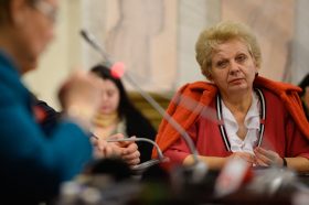 Fostul ministru al mediului, Doina Pana, asista la audierea ministrului nominalizat al Mediului, Gratiela Gavrilescu, in cadrul Comisiei de Specialitate din Parlament, in Bucuresti, luni, 15 decembrie 2014. OCTAV GANEA / MEDIAFAX FOTO