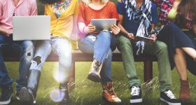 45623371 - youth friends friendship technology together concept