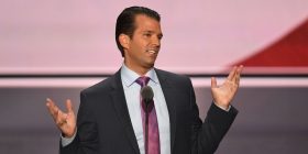 Donald Trump, Jr., son of Donald Trump, speaks on the second day of the Republican National Convention at the Quicken Loans Arena in Cleveland on July 19, 2016. The Republican Party formally nominated Donald Trump for president of the United States Tuesday, capping a roller-coaster campaign that saw the billionaire tycoon defeat 16 White House rivals. / AFP / JIM WATSON        (Photo credit should read JIM WATSON/AFP/Getty Images)