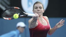Simona Halep of Romania  returns a shot in her match against Caroline Garcia of France during the Sydney International tennis tournament in Sydney, Australia, Tuesday, Jan. 12, 2016. (AP Photo/Rob Griffith)
